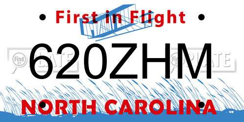 620ZHM North Carolina License Plate