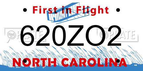 620ZO2 North Carolina License Plate