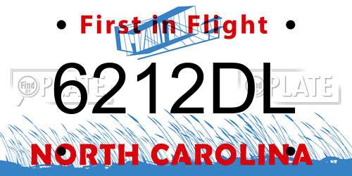 6212DL North Carolina License Plate