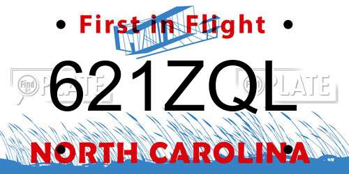 621ZQL North Carolina License Plate