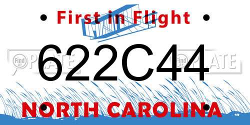 622C44 North Carolina License Plate