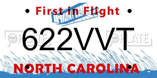622VVT North Carolina License Plate