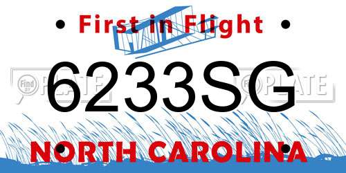 6233SG North Carolina License Plate
