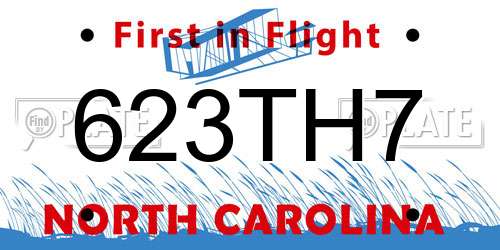 623TH7 North Carolina License Plate
