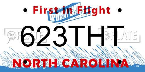 623THT North Carolina License Plate