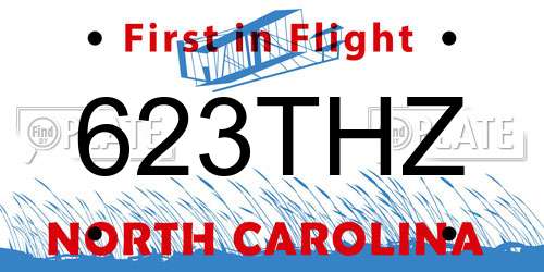 623THZ North Carolina License Plate