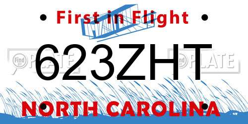 623ZHT North Carolina License Plate