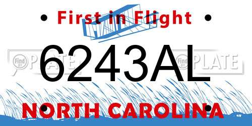 6243AL North Carolina License Plate