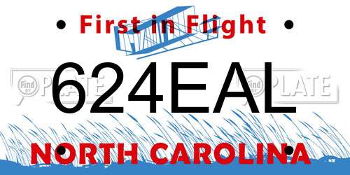624EAL North Carolina License Plate