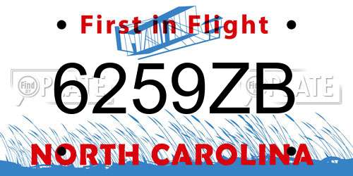 6259ZB North Carolina License Plate