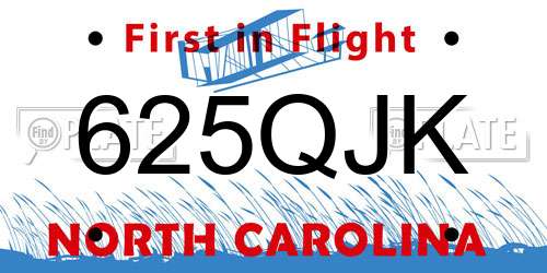 625QJK North Carolina License Plate