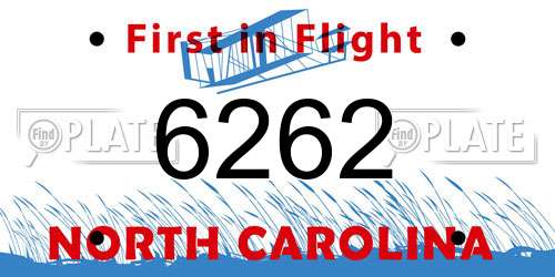 6262 North Carolina License Plate