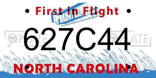 627C44 North Carolina License Plate