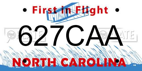 627CAA North Carolina License Plate
