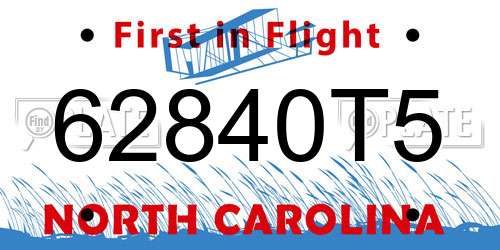 62840T5 North Carolina License Plate