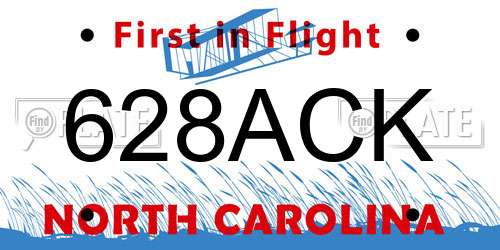 628ACK North Carolina License Plate