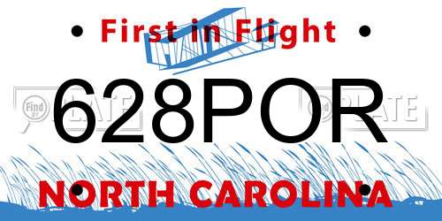 628POR North Carolina License Plate