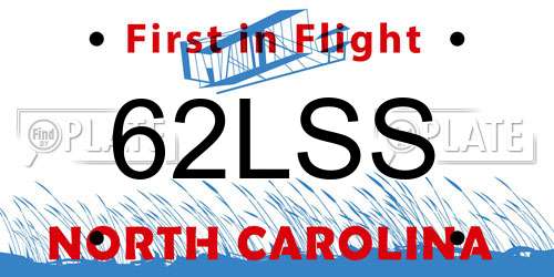 62LSS North Carolina License Plate