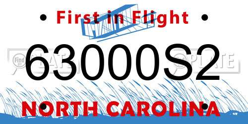 63000S2 North Carolina License Plate