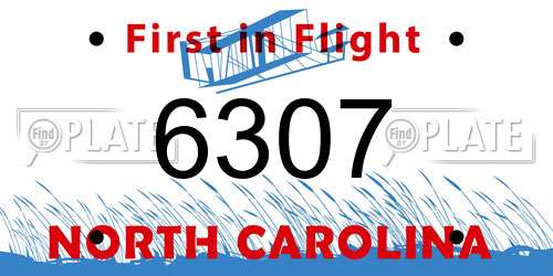 6307 North Carolina License Plate