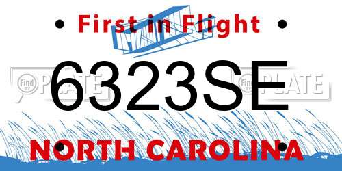 6323SE North Carolina License Plate