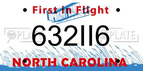 632II6 North Carolina License Plate