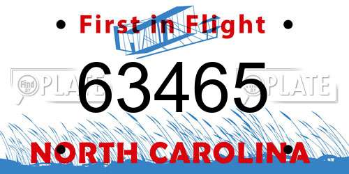 63465 North Carolina License Plate