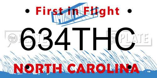 634THC North Carolina License Plate