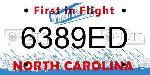 6389ED North Carolina License Plate