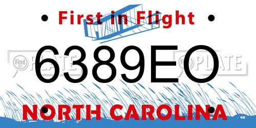 6389EO North Carolina License Plate