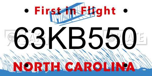 63KB550 North Carolina License Plate