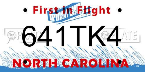 641TK4 North Carolina License Plate
