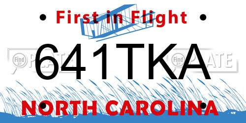 641TKA North Carolina License Plate