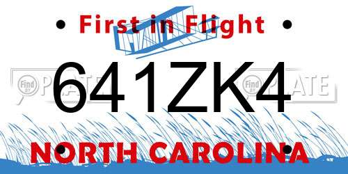 641ZK4 North Carolina License Plate