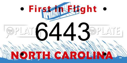 6443 North Carolina License Plate