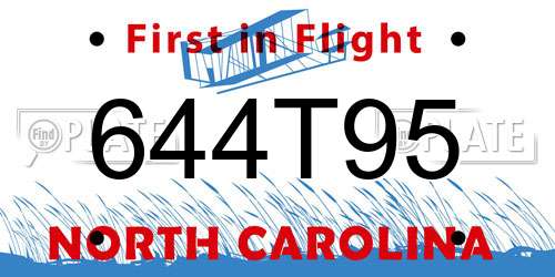 644T95 North Carolina License Plate