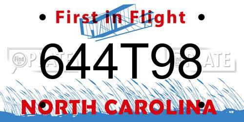 644T98 North Carolina License Plate