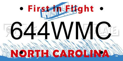 644WMC North Carolina License Plate