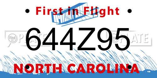 644Z95 North Carolina License Plate