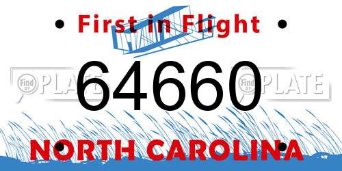 64660 North Carolina License Plate