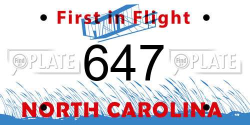 647 North Carolina License Plate