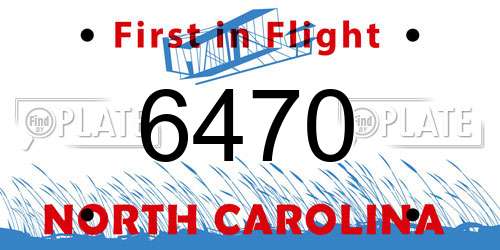 6470 North Carolina License Plate