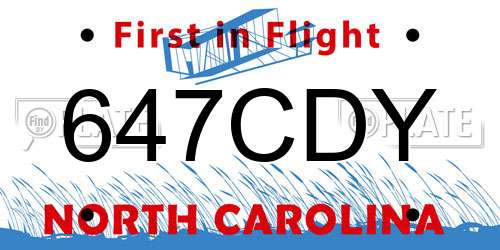 647CDY North Carolina License Plate