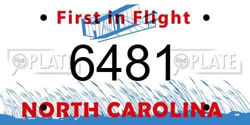 6481 North Carolina License Plate