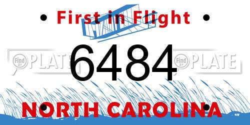 6484 North Carolina License Plate
