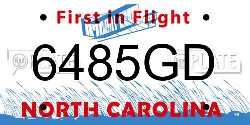 6485GD North Carolina License Plate