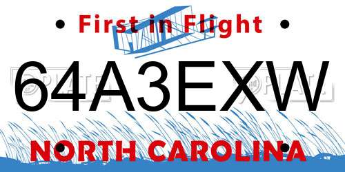 64A3EXW North Carolina License Plate