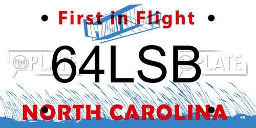 64LSB North Carolina License Plate