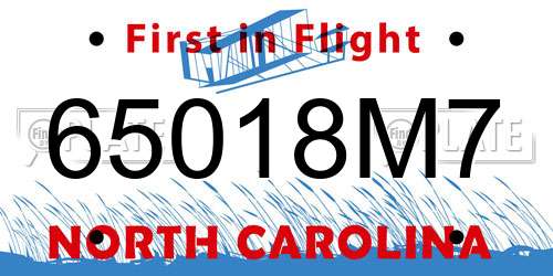 65018M7 North Carolina License Plate
