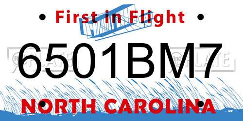 6501BM7 North Carolina License Plate